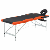 vidaXL Sklopivi masažni stol s 2 zone aluminijski crno-narancasti