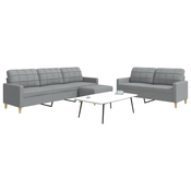 3-dijelni set sofa s tabureom svjetlosivi od tkanine