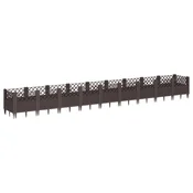 Vidaxl Cvetlično korito z zatiči rjavo 363,5x43,5x43,5 cm PP