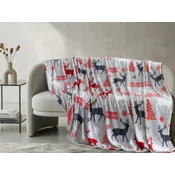 Božična mikropliš deka MERRY CHRISTMAS DEER siva Dimenzije: 160 x 200 cm
