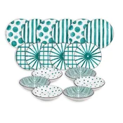 Andrea Fontebasso 18-delni set krožnikov Teal Mirage / porcelan