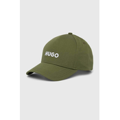 Bombažna bejzbolska kapa HUGO zelena barva, 50518901