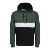 JACK & JONES Sweater majica, kraljevski zelena / crna / bijela