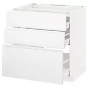 METOD / MAXIMERA Pod.ormar.grej.ploca/3front/3fiok, bela/Voxtorp matirano bela, 80x60 cm