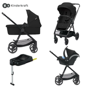 kinderkraft® otroški voziček 4v1 newly™ classic black + mink™ pro + isofix baza mink™ fx