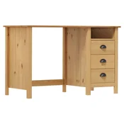 shumee vidaXL Pisalna miza Hill s 3 predali 120x50x74 cm masivna borovina
