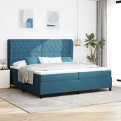 vidaXL vidaXL Visoka postelja z vzmetnico temno modra 200x200 cm žamet, (22050119)