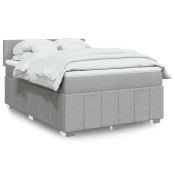 vidaXL vidaXL Box spring postelja z vzmetnico svetlo siva 140x200 cm blago, (21309282)