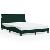 Vidaxl Posteljni okvir brez vzmetnice Hanko temno zelen 140x190 cm žamet
