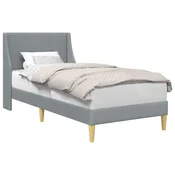 Vidaxl Konstrukcija postelje Enobarvno Svetlo siva 90 x 200 cm blago