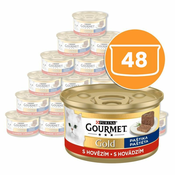 Pločevinka Gourmet GOLD - pečeni in dušeni koščki kunca in jetrc, 48 x 85g