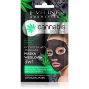 Eveline Cannabis Skincare maska za obraz 3 v 1 z ogljem 7 ml