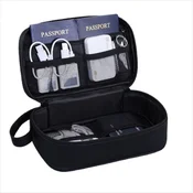 INF Travel Portable Electronics Organizer Pouch - Lightweight PU Tech Storage Black, (5000158063)