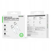 Kabel USB-C na USB-C 65W PD QC3.0 1m za hitro polnjenje, silikonski, bel