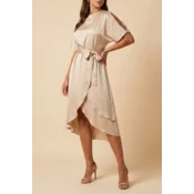 Elegantna midi obleka z izrezi Thiena, barva šampanjca