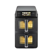 PRIXTON PRIXTON Vertikalni Cvrtnik na Vroč Zrak 10 L z Dvojno Košaro 5 L + 5 L, 2600 W, LED Zaslon na Dotik, 10 Programov, 80–200 °C, Okence in Osvetlite, (5000221698)