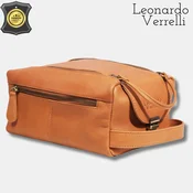 Moška usnjena toaletna torba Leonardo Verelli / CLUTCH / sv. rjava