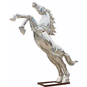 Casa Padrino luxury XXL garden decoration sculpture wild horse silver H. 460 cm - Huge garden decoration stainless steel figure - XXL stainless steel animal figure - XXL garden sculptures