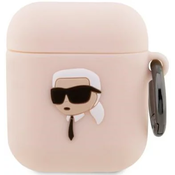 Karl Lagerfeld AirPods 1/2 cover pink Silicone Karl Head 3D (KLA2RUNIKP)