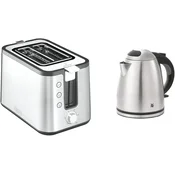 Krups Krups KH442D Toaster, nerj. jeklo, dvojni kratki reži, srebrno/črn & WMF Stelio Grelnik vode