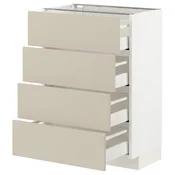 METOD / MAXIMERA Podni element 4 fronta/4 fioke, bela/Havstorp bež, 60x37 cm