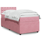 vidaXL Box spring postelja z vzmetnico roza 100x200 cm žamet