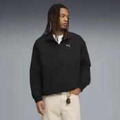 Mens PumaTECH Relaxed Half-Zip Crew Shirt Sweat, Black, Size XXL, Clothing