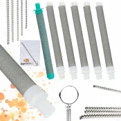 shumee Rosfix 5x White prstni filter 60 mesh za lakirno enoto + prstni filter 30 mesh + kovinske čistilne palice za lakirno pištolo 5 kosov.