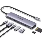 slomart UGREEN Revodok 1071 USB C Hub - HDMI 4K, PD 100W, USB 3.0, SD/TF bralnik kartic - za iPhone, MacBook, iPad, Galaxy, Steam Deck