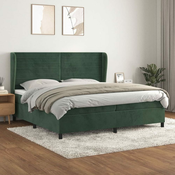 Greatstore Box spring postelja z vzmetnico temno zelena 200x200 cm žamet