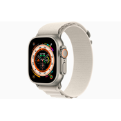 Pametni sat APPLE Watch Ultra Cellular, 49mm Titanium Case with Starlight Alpine Loop, Medium (mqfr3bs/a)