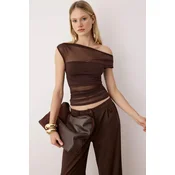 Trendyol Milla ženska bluza Tpraw26Bz00007, tamno braon