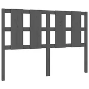 Vidaxl Posteljno vzglavje sivo 125,5x4x100 cm trdna borovina