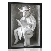 Plakat bel bik s časopisom na stranišču - 30x45 black