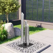 shumee vidaXL Vrtna fontana srebrna 48x34x88 cm iz nerjavečega jekla