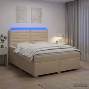 vidaXL Postelja boxspring z vzmetnico Krem 160 x 200 cm Blago
