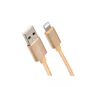 Xwave USB kabl/USB 2.0(tip A)- LIGHTNING(iPHONEkompatibilni)/dužina 2m/3A/Aluminium/zlatni upleten ( USB za iPhone 2m 3A Al /gold mesh )