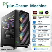 PCPLUS Dream Machine Ryzen 7 7700X 32GB 2TB NVMe SSD RX 7700XT 12GB Windows 11 Home gaming namizni računalnik