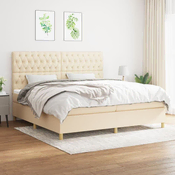 Greatstore Box spring postelja z vzmetnico krem 200x200 cm blago