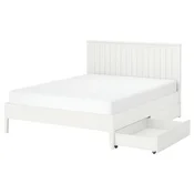 GULLABERG Posteljni okvir z 2 predaloma, bela, 160x200 cm