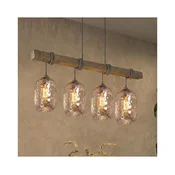 Brilagi - Luster na sajli WOOD GLASS 4xE27/60W/230V borovina/siva/dimljeno braon