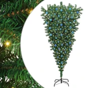 Umjetna božicna jelka naopako s setom kuglica Zelena 210 cm PVC