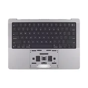 Gornji okvir tipkovnice za MacBook Pro 14, A2442 (2021), A2779 (2023), s US tipkovnicom i baterijom, Space Gray, 661-21972, Genuine Apple