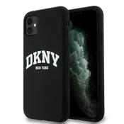DKNY Etui DKNY Liquid Silicone White Printed Logo MagSafe za iPhone 11/Xr - črno