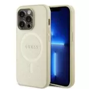 Originalni GUESS ovitek GUHMP15LPSAHMCB z Magsafe Saffiano za iPhone 15 Pro - zlat