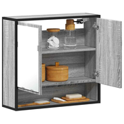 Kupaonski ormaric s ogledalom sivi Sonoma 65x20x60 cm