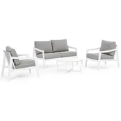 Casa Padrino luxury garden furniture set gray/white - 1 Luxury Garden Sofa & 2 Luxury Garden Armchairs & 1 Luxury Garden Table - Garden furniture - Patio furniture - Luxury furniture