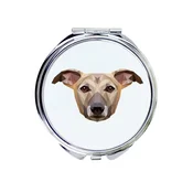 Whippet, angleški hrt - ogledalo s fotografijo in geometrijskim napisom