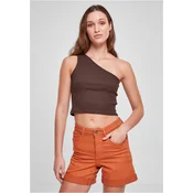 Womens cropped asymmetrical top brown