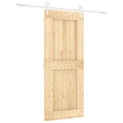 Vidaxl Drsna vrata Naravna in bela 85 x 210 cm Masiven borov les